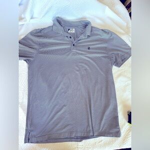 Men's Striped Large Polo Golf Shirt - Blue and White